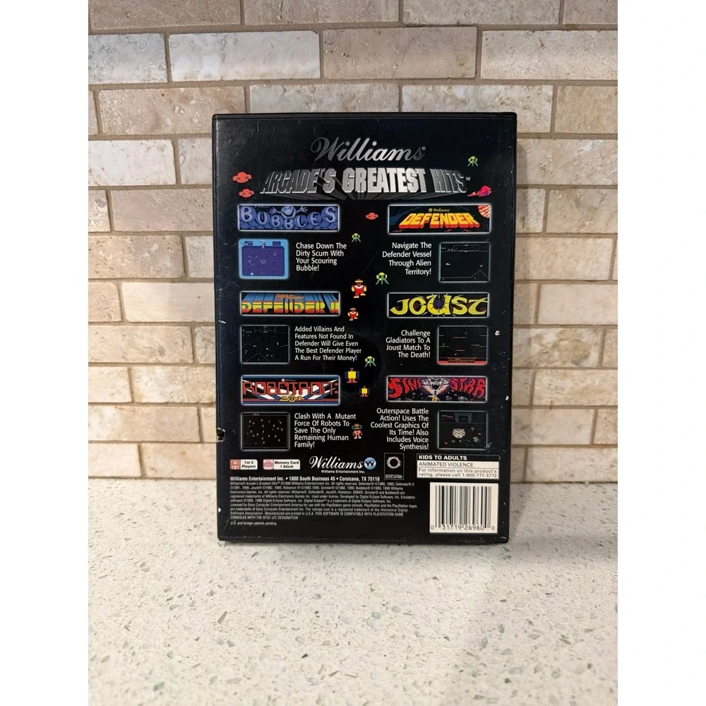 Williams Arcade's Greatest Hits Long box‎ (PlayStation 1, 1996) PS1 VTG CIB